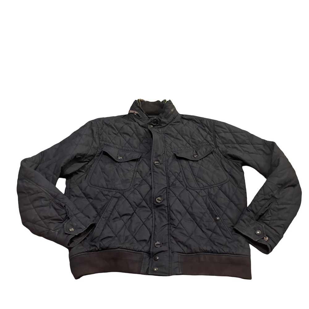 Polo Ralph Lauren Mens XL Navy Blue‎ Diamond Quilted Bomber Jacket Mock Neck Zip